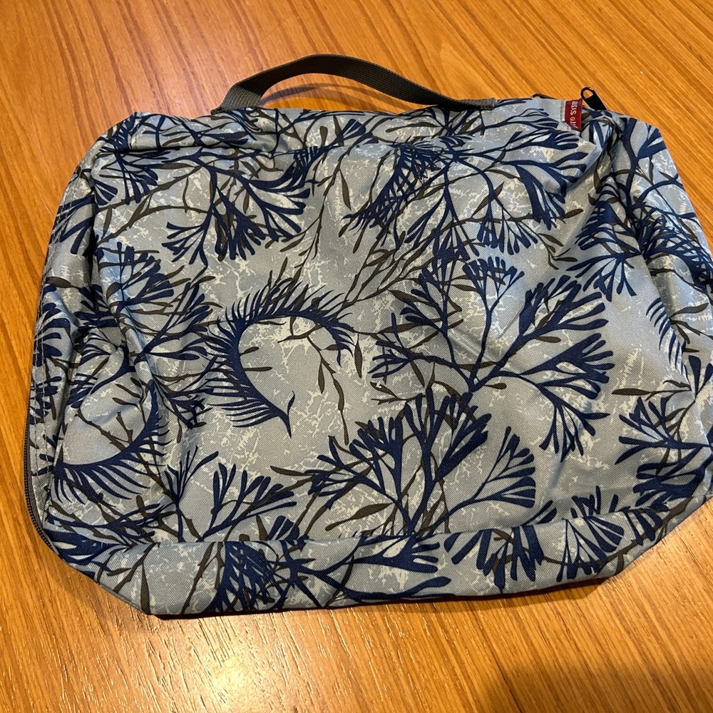 Gray and Blue Travel Bag with Durable Fabric